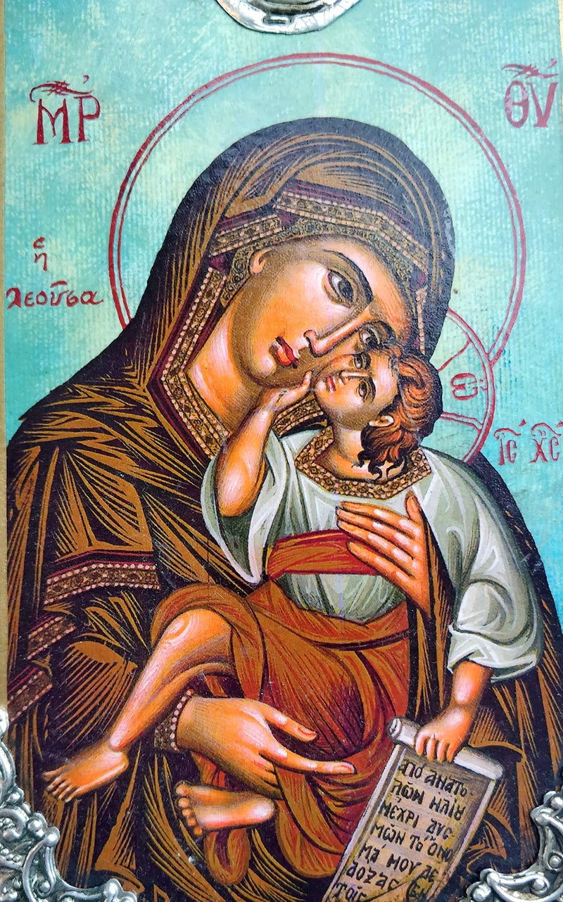 Iconsgr أيقونة خشبية يونانية أرثوذكسية مسيحية للسيدة مريم والدة يسوع / OP10 - Image 2