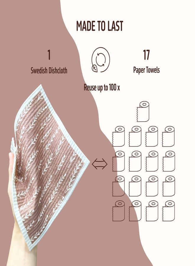Augine Swedish Dishcloths for Kitchen, 5 Pack Reusable Paper Towels Washable, Super Absorbent Swedish Dish Cloths, Non-Scratch, Biodegradable - Image 4