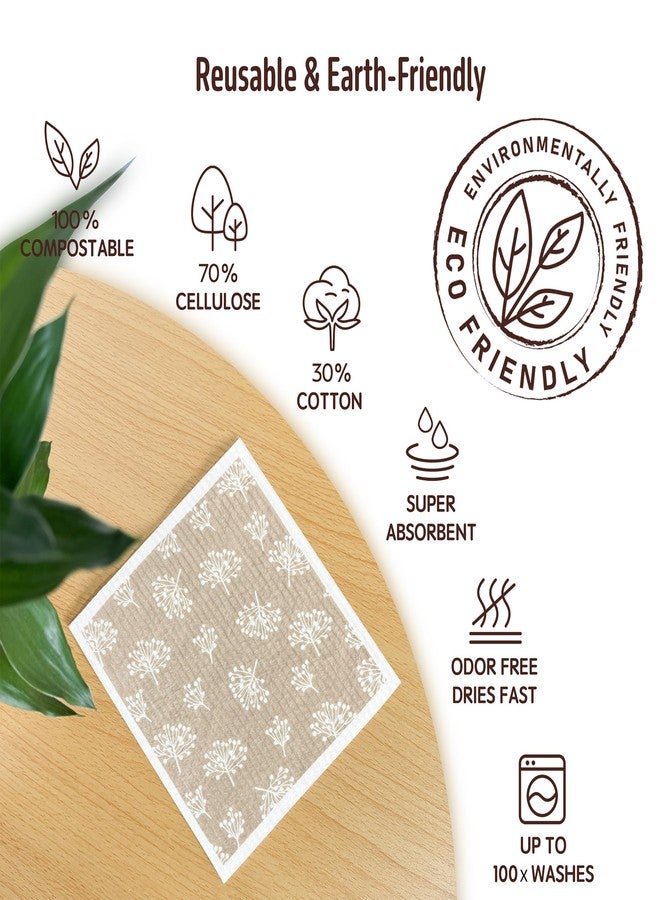 Augine Swedish Dishcloths for Kitchen, 5 Pack Reusable Paper Towels Washable, Super Absorbent Swedish Dish Cloths, Non-Scratch, Biodegradable - Image 3