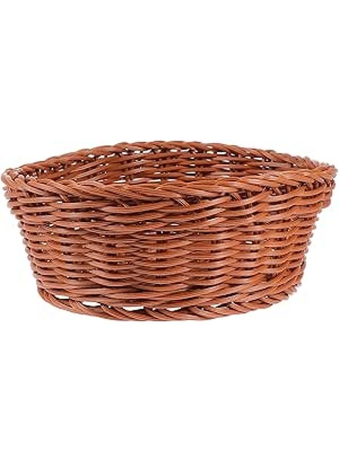 Small Brown Rattan Fruit Basket Handmade Kitchen Organizer For Food Display - Image 1