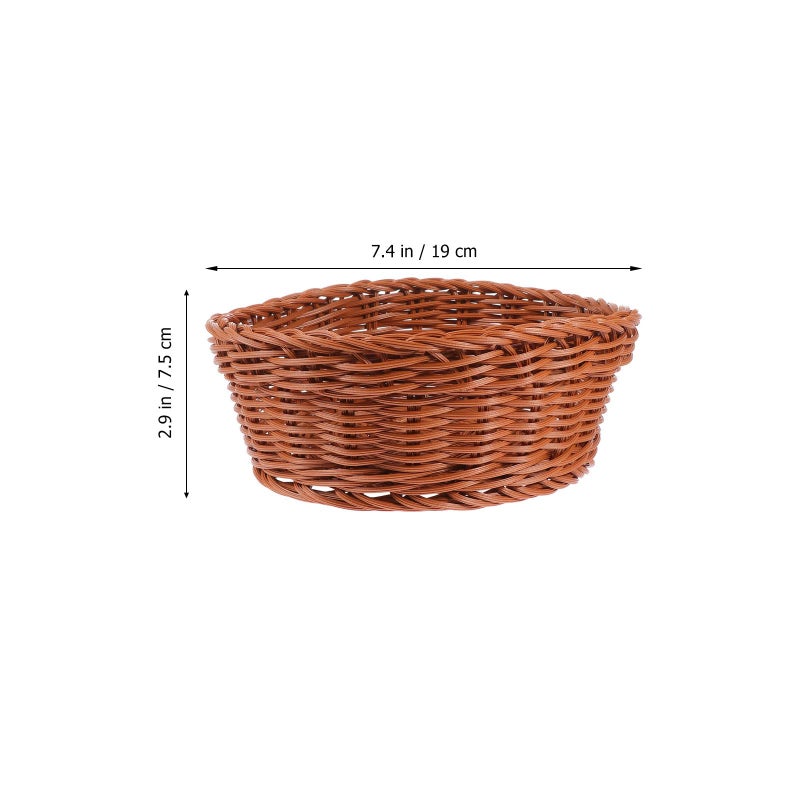 Small Brown Rattan Fruit Basket Handmade Kitchen Organizer For Food Display - Image 3