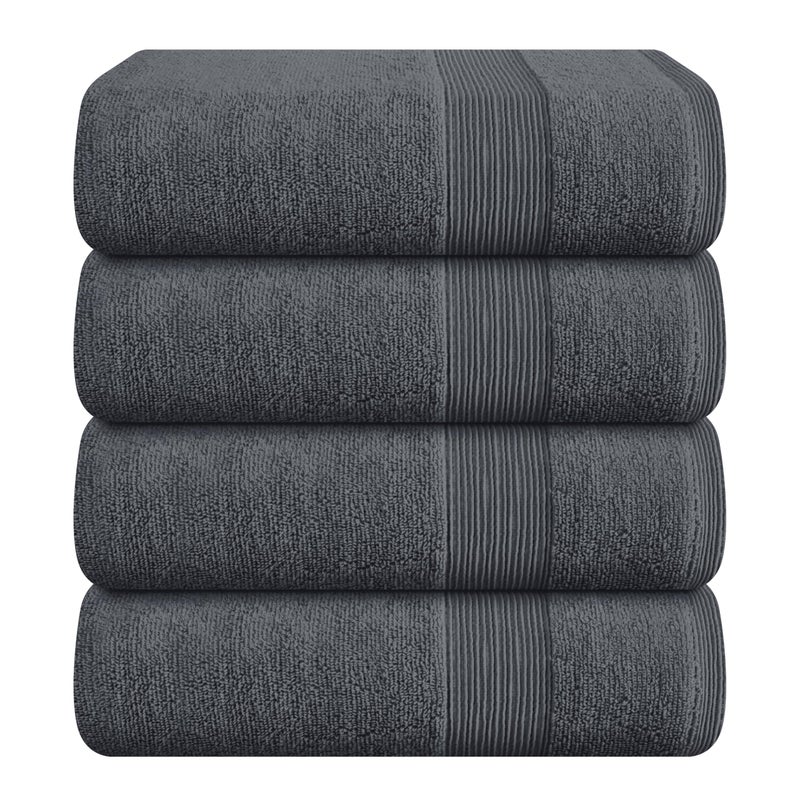 Belizzi Home Belizzi Home 4 Pack Bath Towel Set 27x54 100 Ring Spun Cotton Ultra Soft Highly Absorbent Machine Washable Hotel Spa Quality Bath Towels for Bathroom 4 Bath Towels Grey 