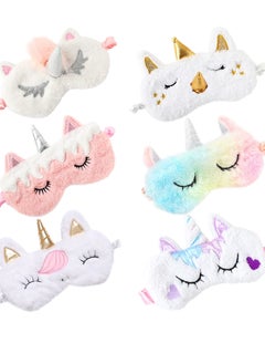 Cute Plush Unicorn Eye Masks - Funny Animal Design Sleeping Masks for Women, Kids, Girls, and Adults - Perfect for Travel, Naps, and Night Sleep (6 Pack)
