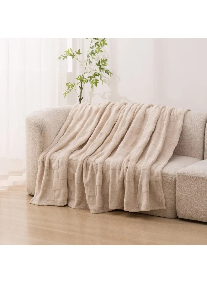 Home Box Cloud Sculpted Rabbit Fur Single-Layer Twin Blanket 150 x 200 cm