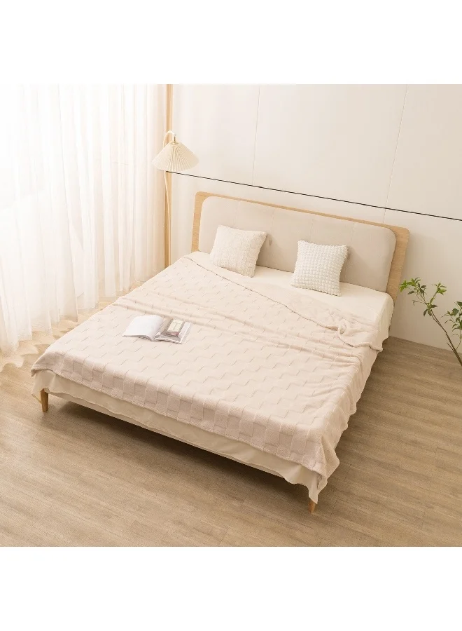 Home Box Cloud Sculpted Rabbit Fur Single-Layer Twin Blanket 150 x 200 cm