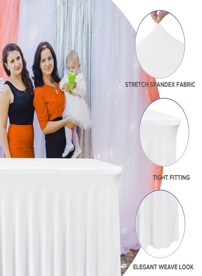 Nasitos White Table Skirt for 6 Foot Rectangle Tables, 4 Pack - 72 x 30 Inch - 4 Pack Stretch Spandex Fitted Table Clothes, Polyester Table Covers Cocktail Tablecloths for Party, Banquet, Birthday - Image 2