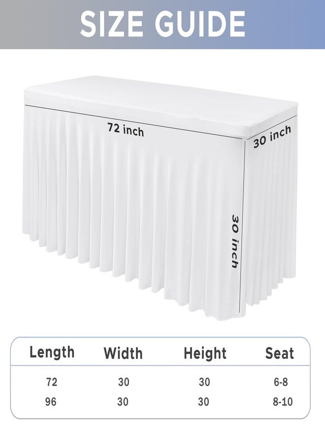 Nasitos White Table Skirt for 6 Foot Rectangle Tables, 4 Pack - 72 x 30 Inch - 4 Pack Stretch Spandex Fitted Table Clothes, Polyester Table Covers Cocktail Tablecloths for Party, Banquet, Birthday - Image 4