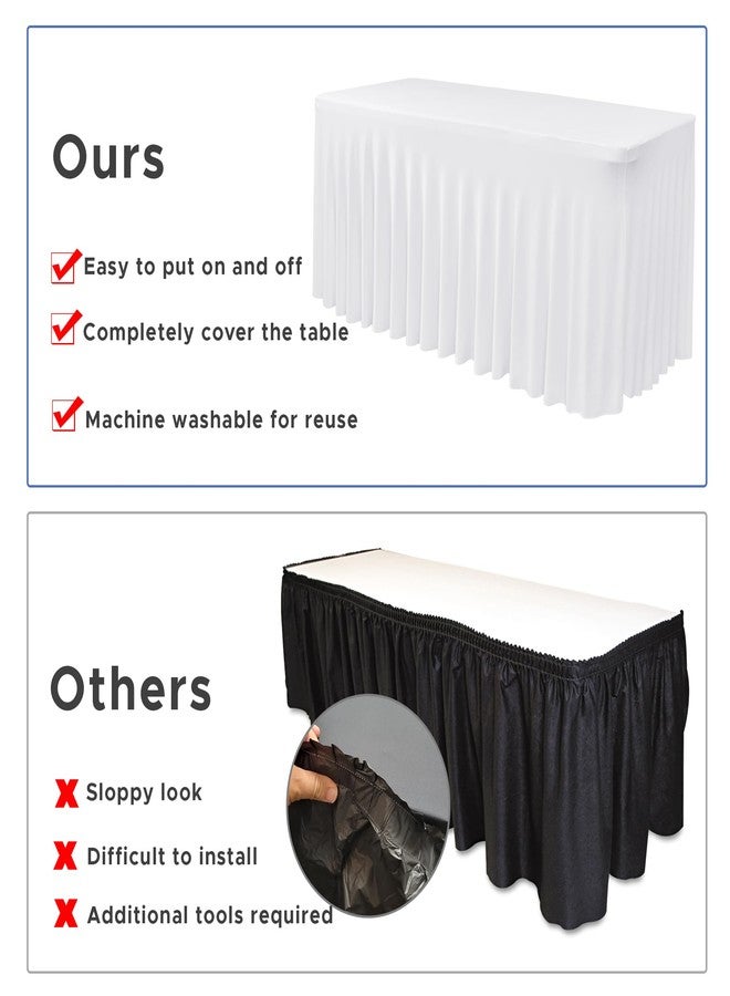 Nasitos White Table Skirt for 6 Foot Rectangle Tables, 4 Pack - 72 x 30 Inch - 4 Pack Stretch Spandex Fitted Table Clothes, Polyester Table Covers Cocktail Tablecloths for Party, Banquet, Birthday - Image 5