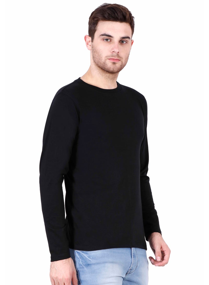 RSO Outfits Men's Cotton Full Sleeves Plain Black T-Shirt  - Image 3