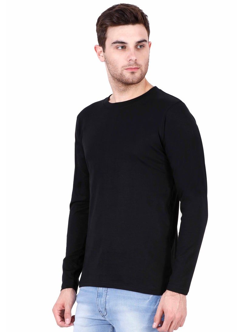 RSO Outfits Men's Cotton Full Sleeves Plain Black T-Shirt  - Image 2