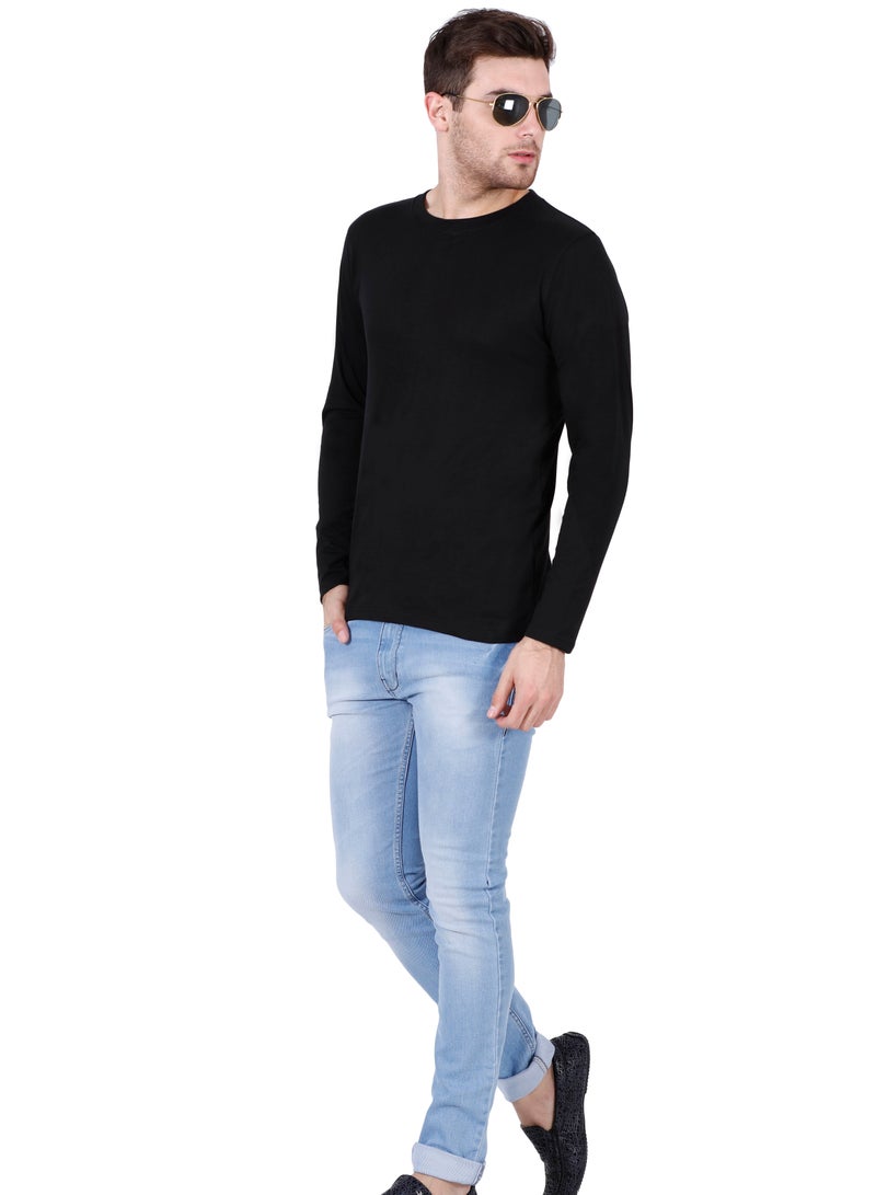 RSO Outfits Men's Cotton Full Sleeves Plain Black T-Shirt  - Image 5