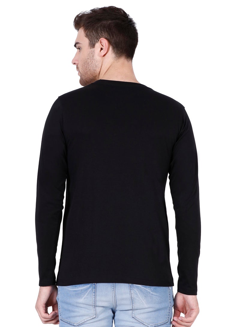 RSO Outfits Men's Cotton Full Sleeves Plain Black T-Shirt  - Image 4