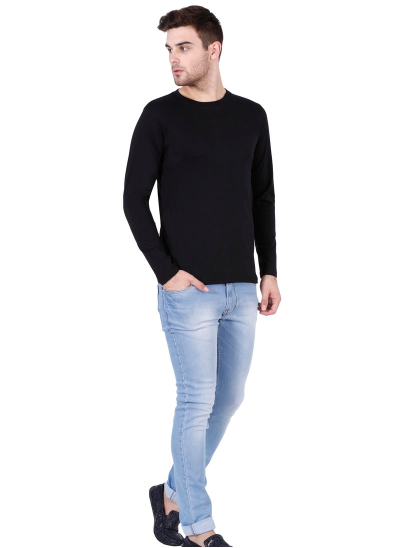 Men's Cotton Full Sleeves Plain Black T-Shirt - pzsku/Z54D743E444F0D5F9B893Z/45/_/1713015663/5c09fb3d-427c-44ce-8034-89ce641f2d93