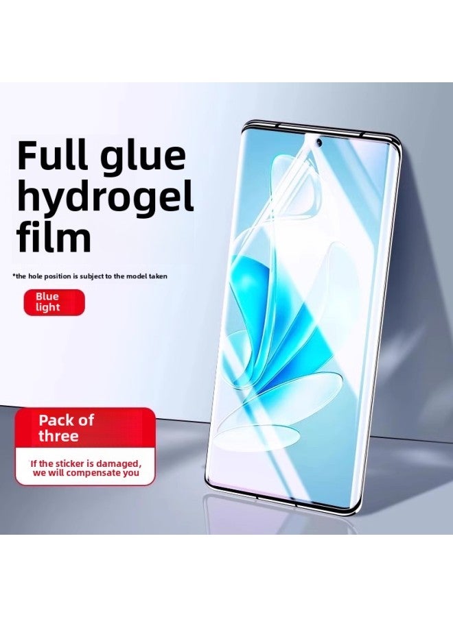For VIVOS17 Anti-peep Film Vivox90x100 Tempered Film S18s16 Mobile Phone Film X80 Ten X70PRO X-Colour:Blu-ray*3 Pieces [imported Hydrogel Film★Fingerprint Unlocks In Seconds] Good Sticker Without Bubbles-Size:vivo S18  - Image 1