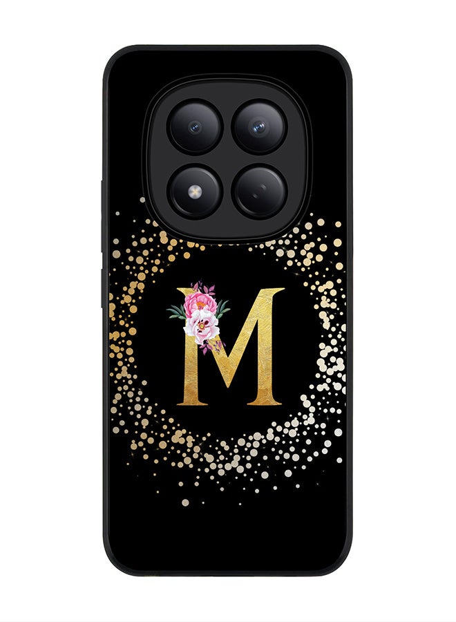 For Xiaomi Redmi Note 15 Pro 4G Case,Slim fit Camera Protection, Shockproof Thin Phone cover  - Custom Monogram Floral - M ( Black )