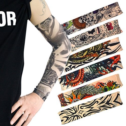 HOVEOX 20pcs Tattoo Arm Sleeves Temporary Fake Slip on Arm Protector Body Art Arm Stockings Accessories - Designs Tribal, Dragon, Skull, and Etc.by HOVEOX - Image 2