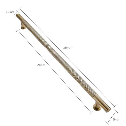 khtumeware 1 Pack 24 Inch610mm Soild Knurled Gold Appliance Pulls Brushed Brass Cabinet Pulls Drawer Pulls Kitchen Hardware Kitchen Handles for Cabinets Cupboard Handles - Image 3