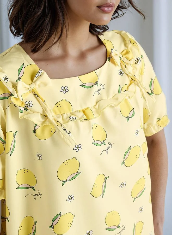 Aadaraya Printed Square Neck Night Dress