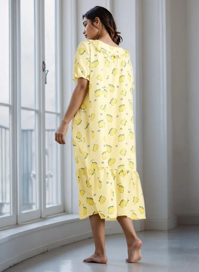 Aadaraya Printed Square Neck Night Dress