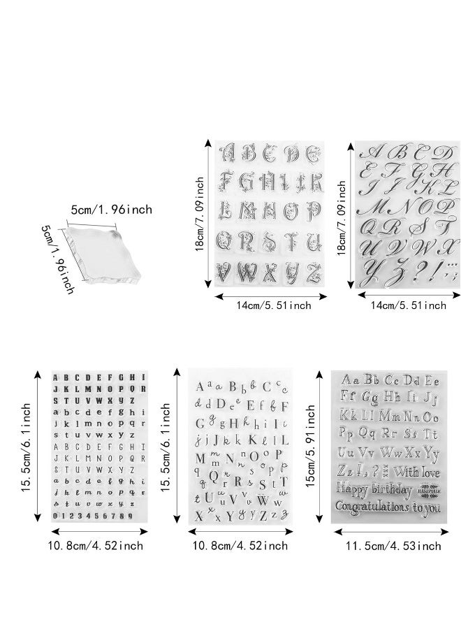 Alphabet Cake Stamp Set - 5 Letters  Numbers Fondant Molds, 2 Acrylic Blocks  5 Brushes for DIY Baking  Decorating - Image 3
