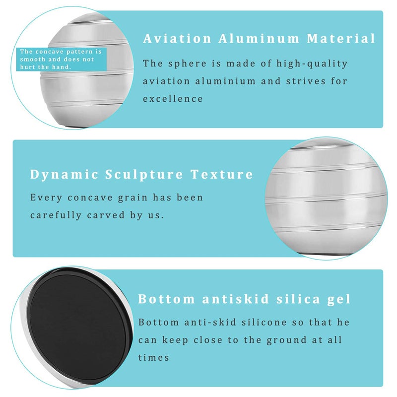 CaLeQi Kinetic Desk Toys, Optical Illusion Rotating Ball Office Stress Toys Metal Top Ball Gift for Men Women Adults and Kids - Image 2