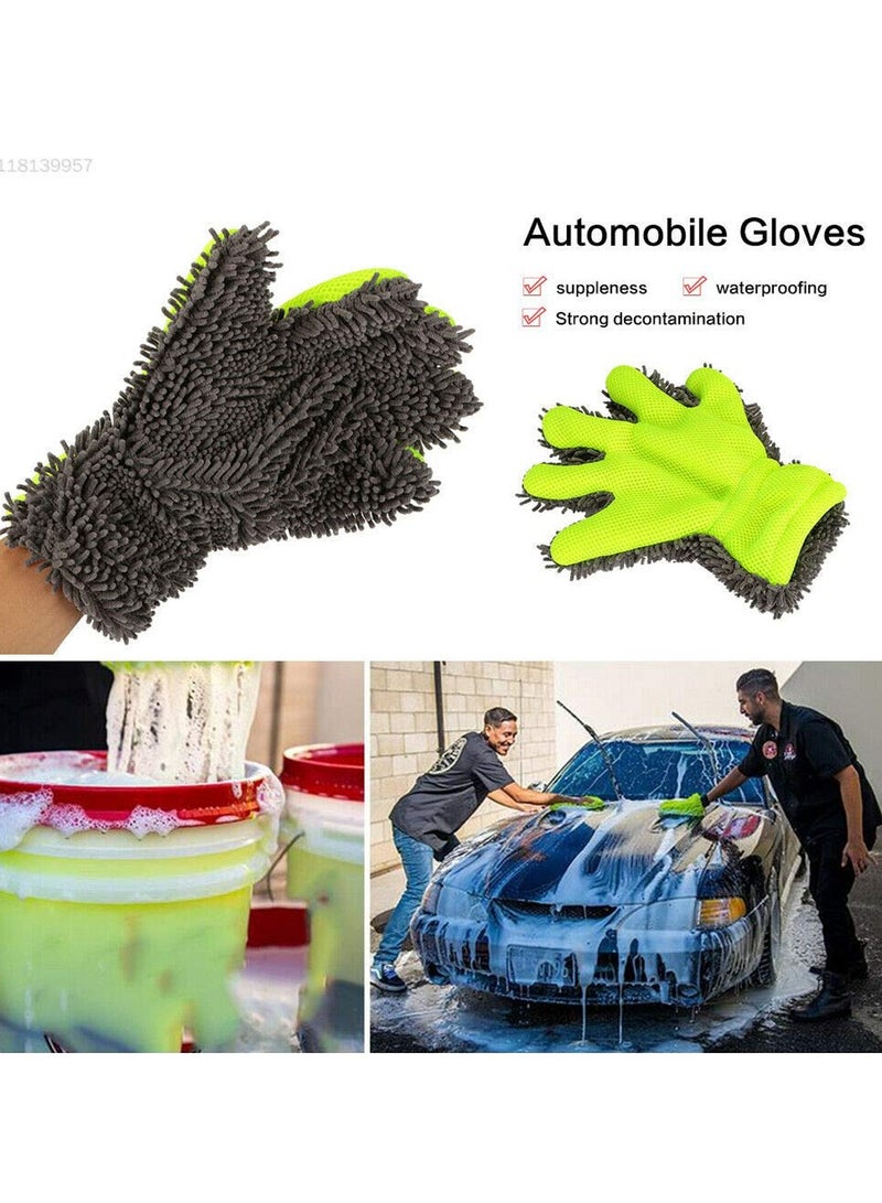 3XR Car Wash Gloves Multi-Purpose Waxing Polishing Gloves, Microfiber Multifunctional Car Cleaning Mitt - Image 5