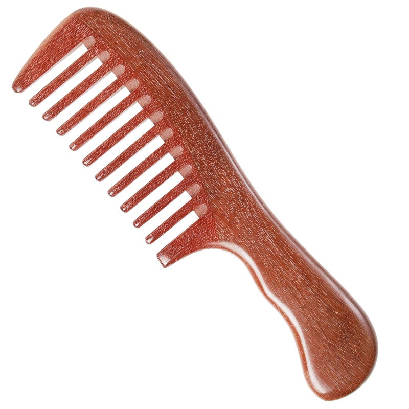 Onedor Handmade 100 Natural Red Sandalwood Hair Combs AntiStatic Sandalwood Scent Natural Hair Detangler Wooden Comb Extra Wide Tooth
