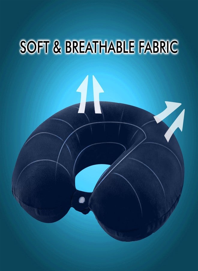 GREELI Cotton Blend Neck Pillow for Travelling Luxurious Airplane Travel Pillow Head Rest Neck Holder Pillow Combo with Premium Eye Mask & 5 Years Warranty, Navy Blue - Image 4