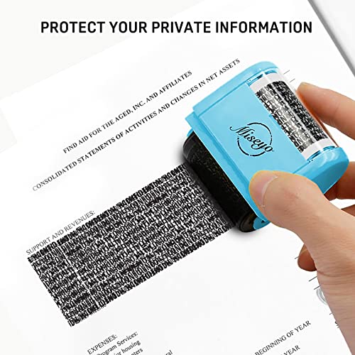Miseyo Wide Identity Theft Protection Roller Stamp Set - Blue (3 Refill Ink Included) - Image 4