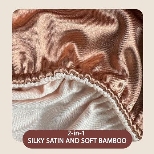 SMPL objects Satin Hair Wrap Towel, Double Layer Curly Hair Turban Towel for Women - Satin Hair Drying Towel for Curly Hair (Pink - Bronze)… - Image 3