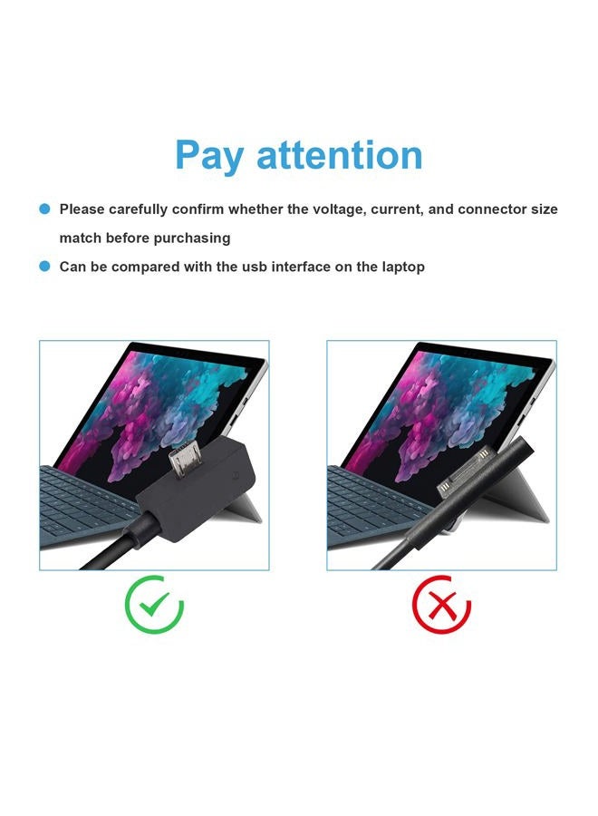 Fancy Buying شاحن AC 13W 5.2V 2.5A لجهاز Surface 3 من مايكروسوفت، طراز 1623 1624 1645 مع كابل شحن USB - Image 3
