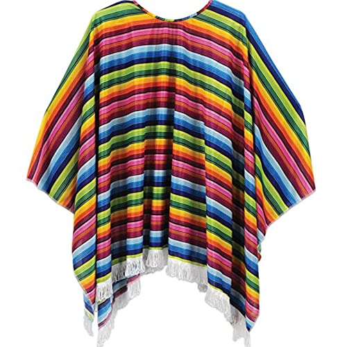 Iywish Men Women Mexican Serape Poncho Colorful Cinco De Mayo Mexican Fiesta Serape Poncho Fiesta Cosplay Party Supplies Halloween Costume Mexico Traditional Serapes Ponchoes for Adults - Image 1