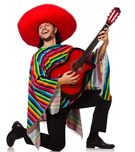 Iywish Men Women Mexican Serape Poncho Colorful Cinco De Mayo Mexican Fiesta Serape Poncho Fiesta Cosplay Party Supplies Halloween Costume Mexico Traditional Serapes Ponchoes for Adults - Image 4