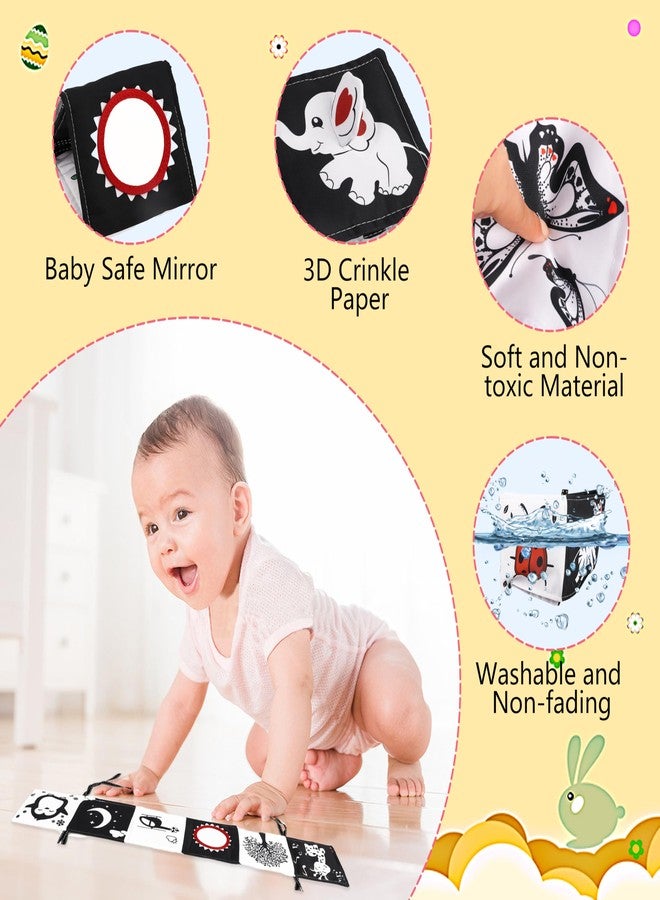 Chambom Black and White Baby Toys, High Contrast Baby Toys for Newborn, Tummy Time Toys, Newborn Toys 0-3 Months Brain Development, Soft Baby Book, Montessori Toys 0-6-12 Months Infant Sensory Toys Gift - Image 3
