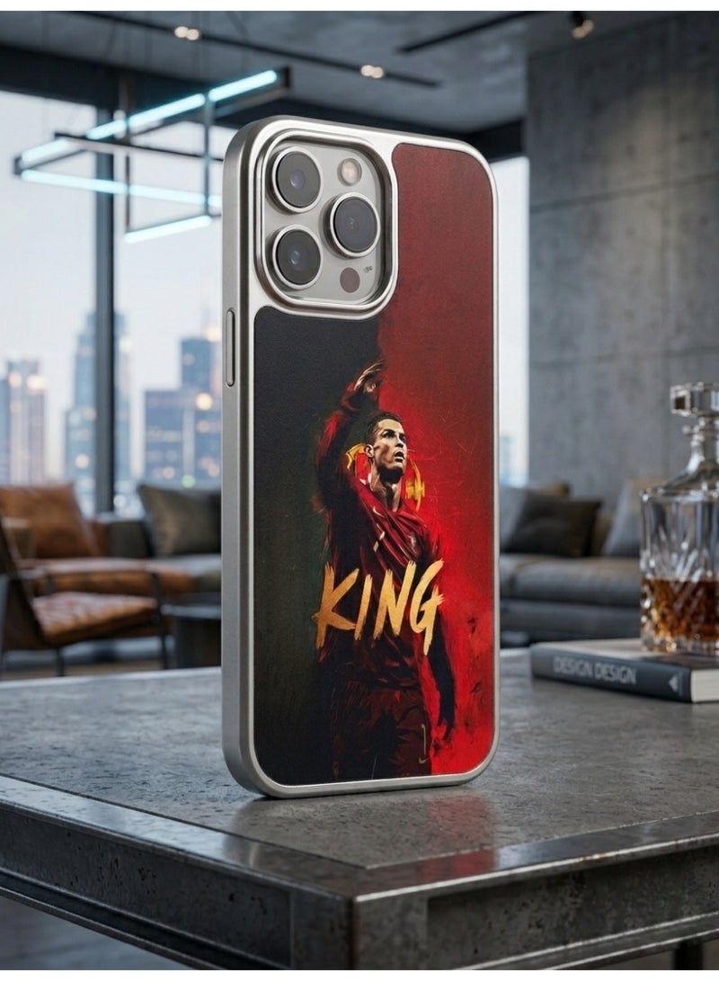 Ronaldo Football 17 Pro Max back cover Football -CR7 RONALDO  Signature Style "KING" Protective Phone Case - Image 3