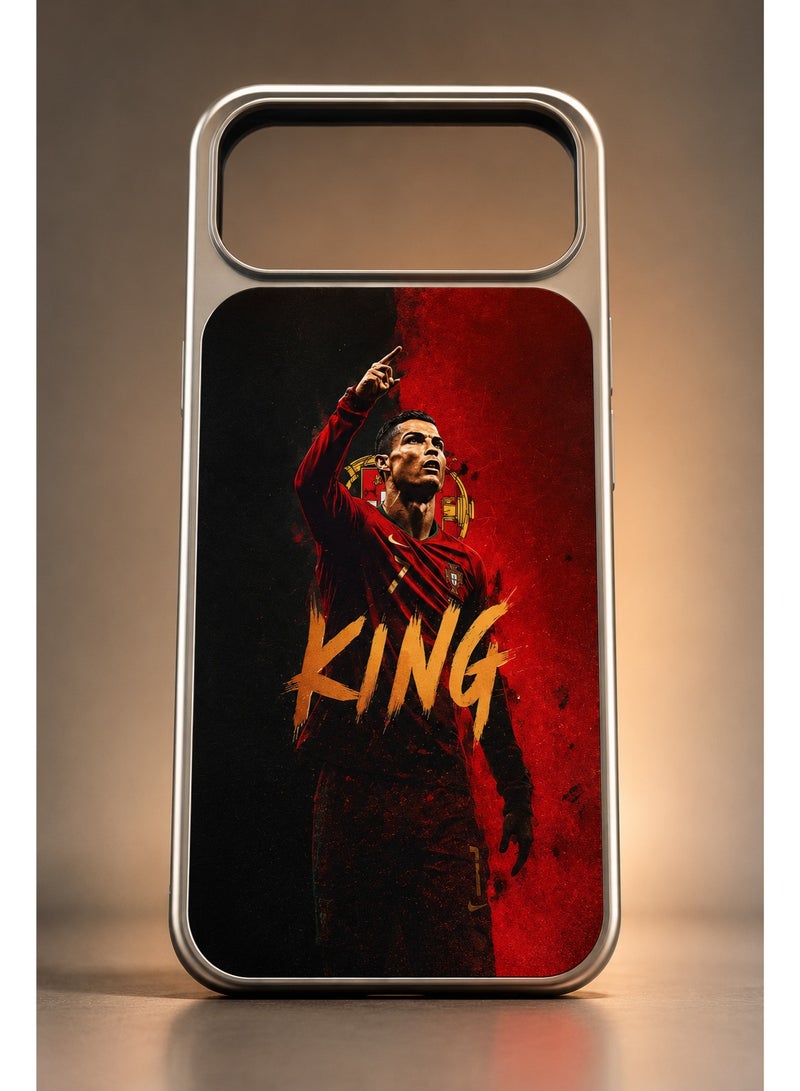 Ronaldo Football 17 Pro Max back cover Football -CR7 RONALDO  Signature Style "KING" Protective Phone Case - Image 1