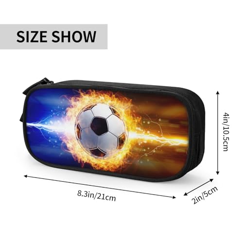 YIJIUWKIS Kids Pencil Case for Boys Large Capacity Pencil Box Storage Pen Bag with Zippers SportsThemed Black Pencil Pouch Stationery Case Printed Soccer Pattern for Office School - Image 3