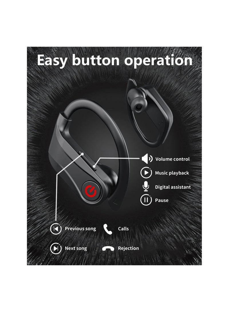 SYOSI Wireless Earbuds Bluetooth 5.3, Headphones Stereo Sound, 120H Playtime Bluetooth Earphones, for Running Built-in Microphone, ENC Noise Cancelling with Earhooks for Sport/Work/Phone, IPX7 Waterproof - Image 2