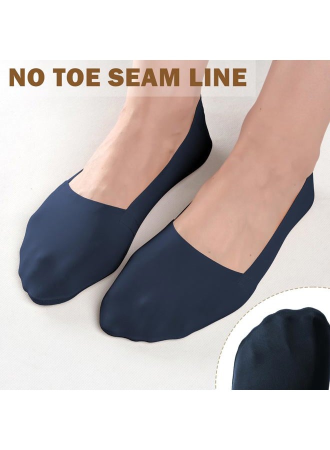 Sofier No Show Socks Womens, Non Slip Low Cut 6 Pairs Thin Silky Dress Footies Liner Invisible Socks Flats Loafers Sneakers, Navy*6, 5-9 - Image 5