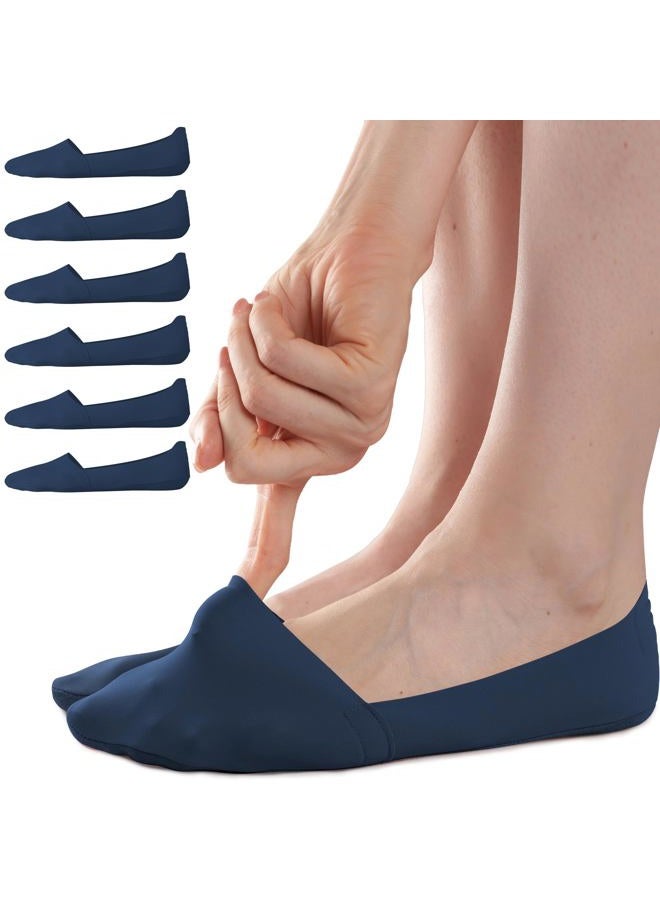 Sofier No Show Socks Womens, Non Slip Low Cut 6 Pairs Thin Silky Dress Footies Liner Invisible Socks Flats Loafers Sneakers, Navy*6, 5-9 - Image 1