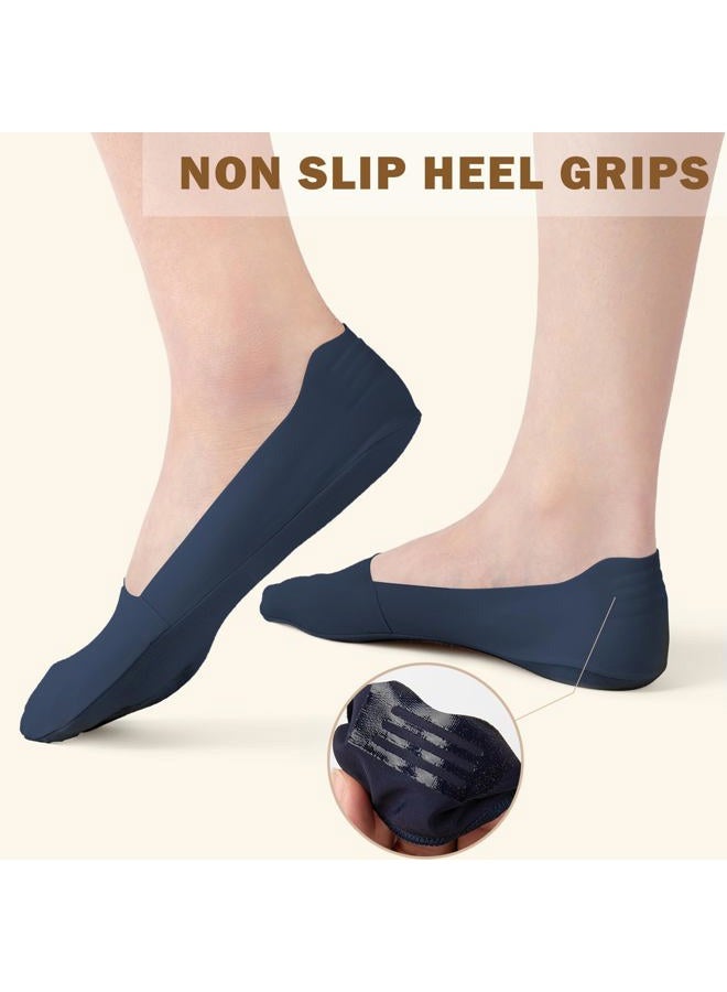 Sofier No Show Socks Womens, Non Slip Low Cut 6 Pairs Thin Silky Dress Footies Liner Invisible Socks Flats Loafers Sneakers, Navy*6, 5-9 - Image 2