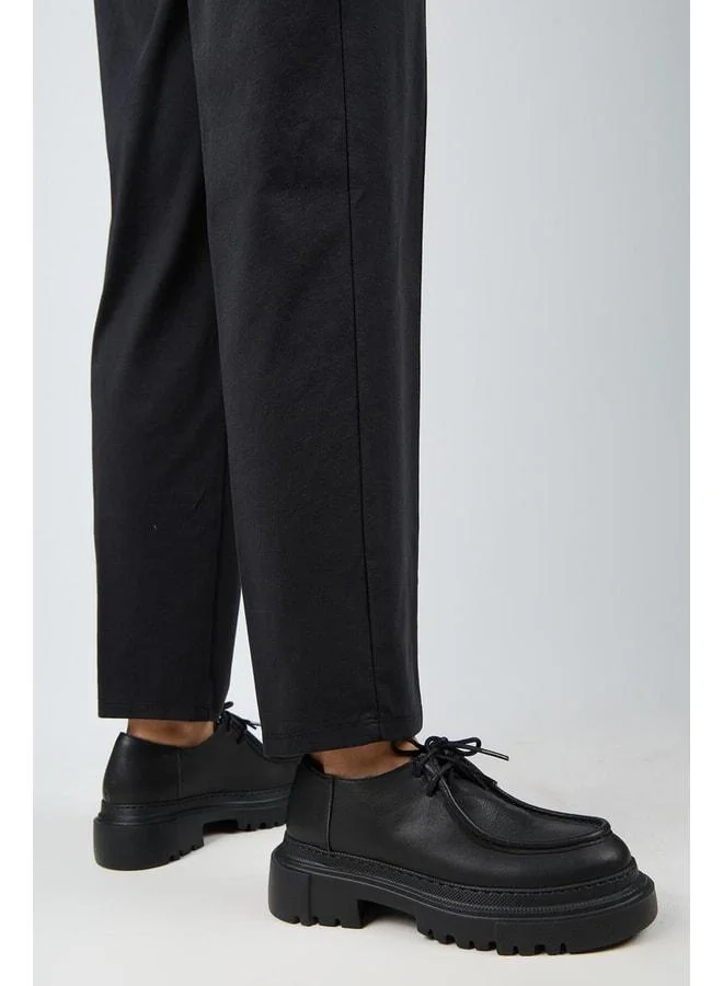 Carol Women's Genuine Leather Laced Black Shoes.