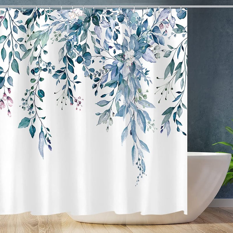 Tititex Eucalyptus Startain Startains مجموعات الأوراق المائية على النبات العلوي مع زخرفة الحمام الأزهار 72 × 78 بوصة مع السنانير - Image 3