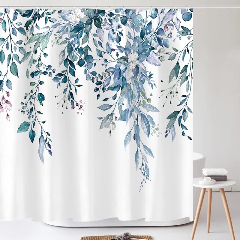 Tititex Eucalyptus Startain Startains مجموعات الأوراق المائية على النبات العلوي مع زخرفة الحمام الأزهار 72 × 78 بوصة مع السنانير - Image 2