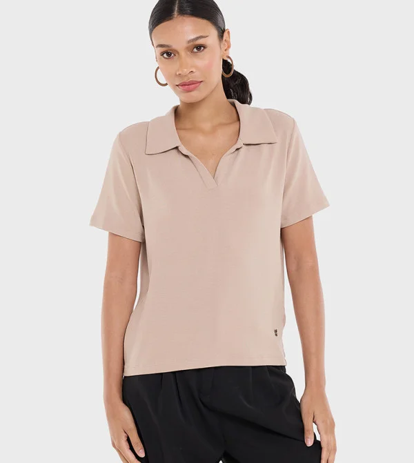 بي سي بي جي BCBG Basic Polo Without Button With Metal Tab