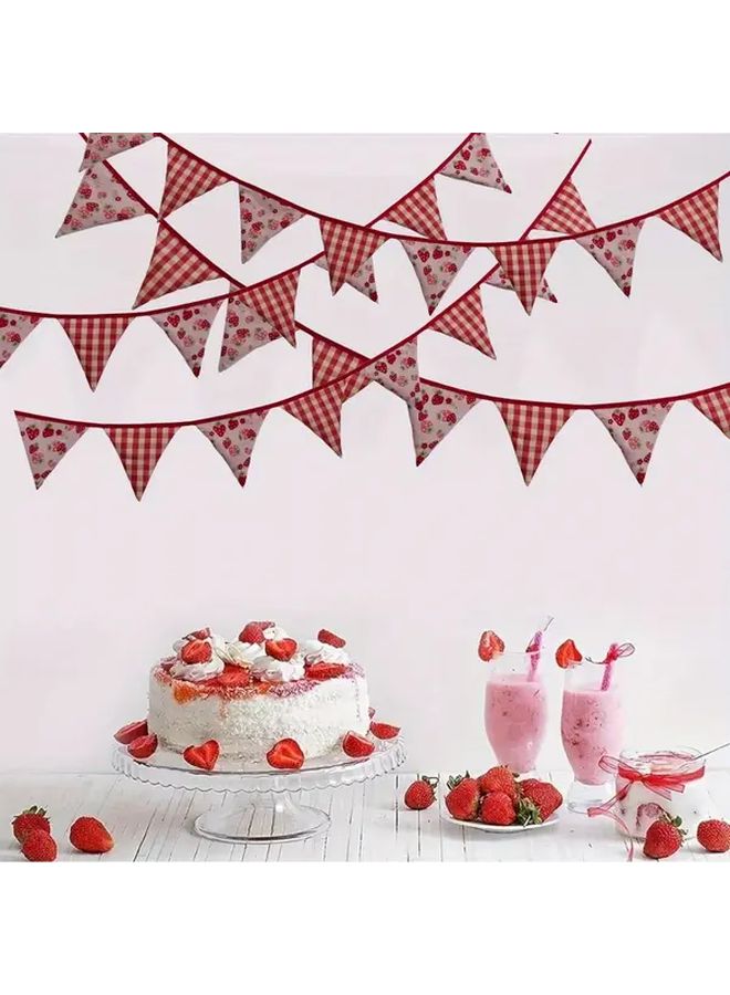 Strawberry Checkered Pennant Banner 1pc Durable Polyester Outdoor Party Decor - Image 3