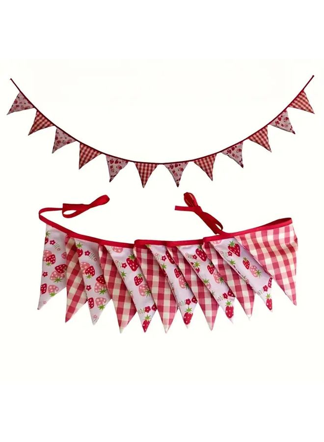 Strawberry Checkered Pennant Banner 1pc Durable Polyester Outdoor Party Decor - Image 5