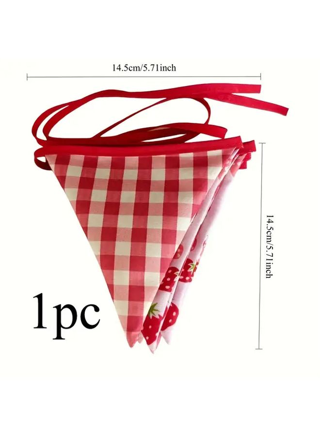Strawberry Checkered Pennant Banner 1pc Durable Polyester Outdoor Party Decor - Image 2