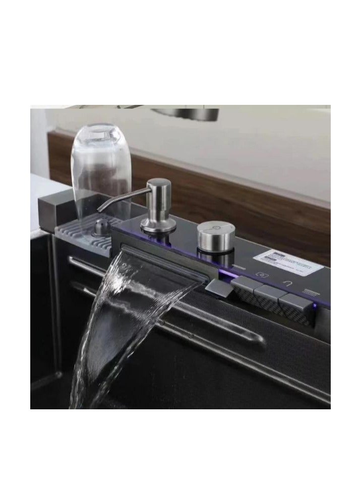 Luxury Kitchen Sink with Flying rain waterfall , Stainless steel sink with cup washer , Drop In Kitchen Sink Single Bowl, With LED digital display screen. - Image 4