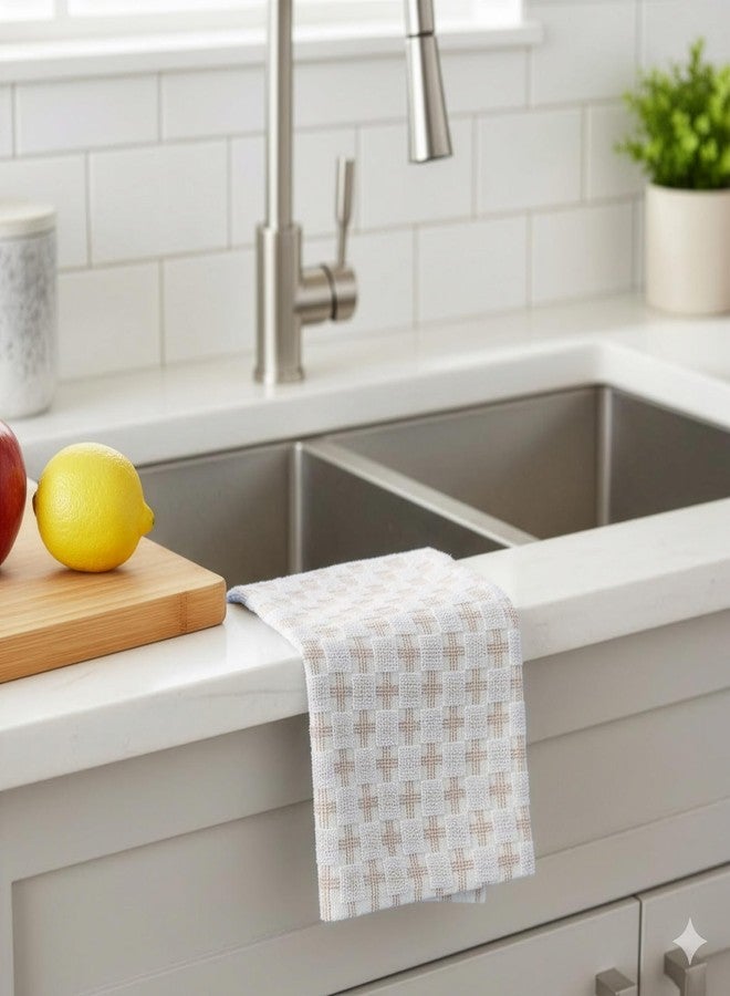 ديكور راك مجموعة من 6 مناشف غسيل من خيوط القطن 100% من ديكورراك، مقاس 12 × 12 بوصة، مناشف وجه قطنية ناعمة، مجموعة مناشف غسيل ماصة ومتينة للحمام والمنتجع الصحي والنادي الرياضي والسفر، لون رملي (عبوة من 6 قطع) - Image 3